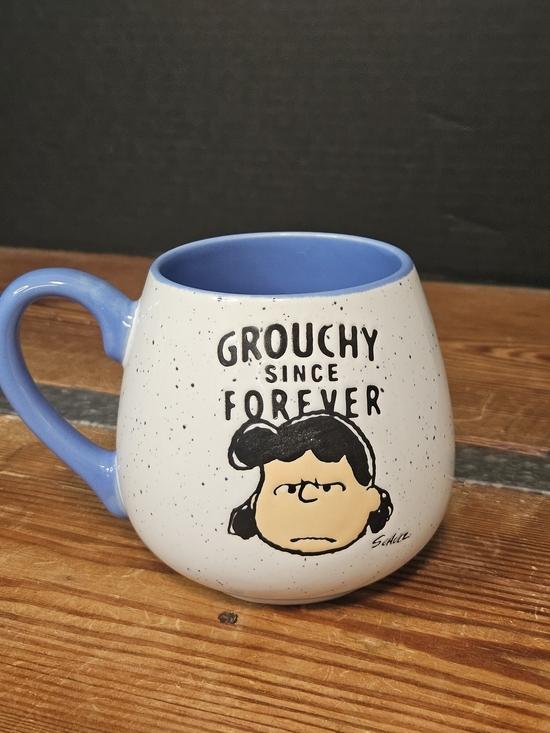 Peanuts Other - Peanuts Speckled White Ceramic Mug with Blue Interior & Handle